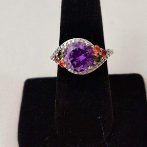 Purple Diamond Multi Gemstone Plat. Ring